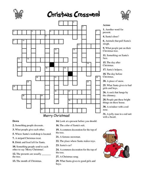 christmas crossword puzzles  coloring pages  kids christmas