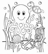 Octopus Underwater Creature Seahorse Momjunction Legged sketch template