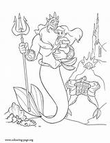 Mermaid Coloring Pages Ariel Little Triton King Young Colouring Princess Disney Father Her Kids Color Mermaids Movie Printable Beautiful Comments sketch template