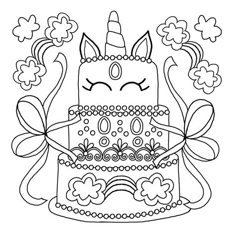 unicorn cake coloring page birthday coloring pages cupcake coloring