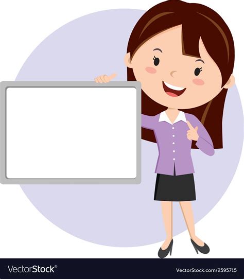 cartoon teacher with whiteboard business woman giving presentation