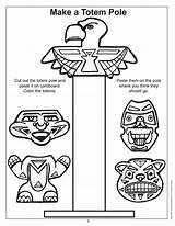 Totem Pole Printable Poles Native American Crafts Coloring Craft Kids Symbols Pages Printables Book Templates Indian Americans First Kindergarten Worksheet sketch template