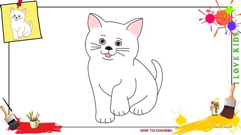 draw  cat  simple easy slowly step  step  kids youtube