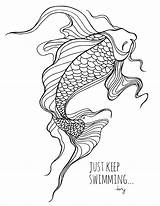 Koi Fish Coloring Pages Printable Adult Ocean Lostbumblebee Sheets Colouring Drawings Book Swimming Keep Just Drop Patterns Drawing Grown 5x11 sketch template
