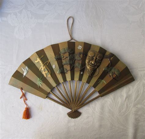 metal japanese fan wall hanging etsy wall fans wall hanging