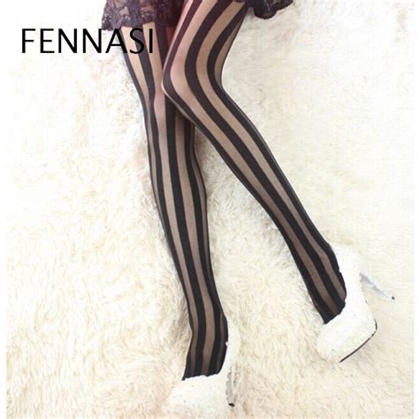 fennasi sexy women vertical lines vertical stripe nylons lady pantyhose