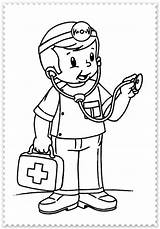 Ziek Coloring Kleurplaat Dokter Dokters Helpers Docteur Coin Maternelle Imitation sketch template