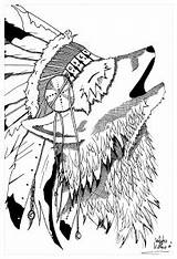 Coloring Native Wolf Pages American Indian Adults Teepee Adult Tribal Headdress Color Symbols Print Printable Valentin Americans Feather Wearing Getcolorings sketch template