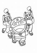 Doraemon Nobita Shizuka Yukata Coloring4free Pintar Netart sketch template
