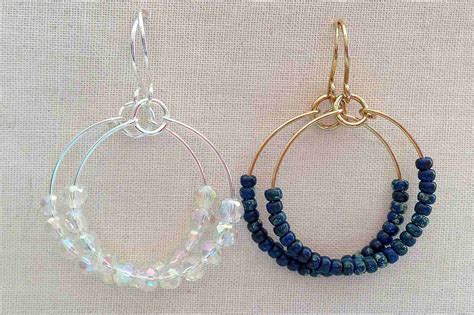 easy beaded  wire wrap earrings