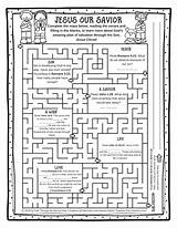 Activities Maze Christ Salvation Savior sketch template