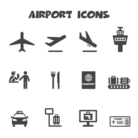 airport icons symbol  vector art  vecteezy