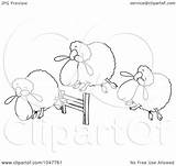 Sheep Cartoon Herd Fence Outline Leaping Clip Royalty Illustration Toonaday Rf Clipart Ron Leishman sketch template