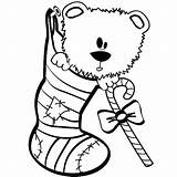 Coloring Christmas Bear Sock Pages Teddy Holidays Family Getcolorings sketch template