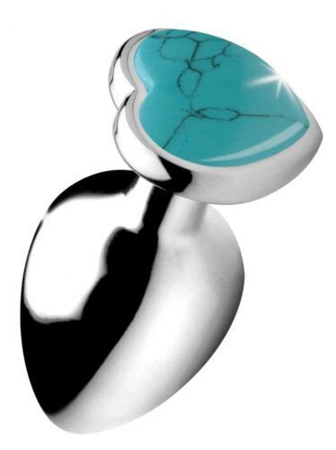 Authentic Turquoise Gemstone Heart Anal Plug Large Butt Dildo Sex Toy