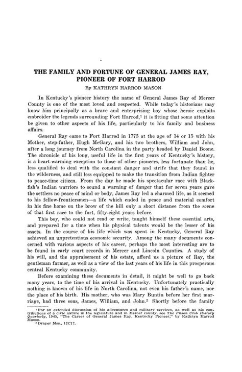 family  fortune  general james ray pioneer  fort harrod