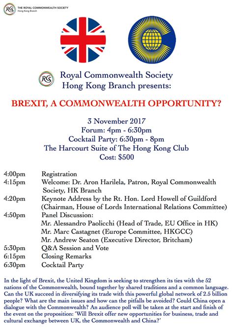 brexit  commonwealth opportunity royal commonwealth society  hk