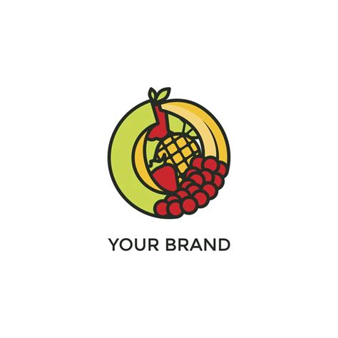 colorful fruits illustration logo fruit illustration fruit logo design fruit logo