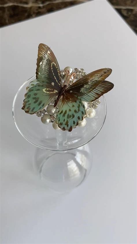 mint chocolate chip glass wing double butterflies reneabouquets