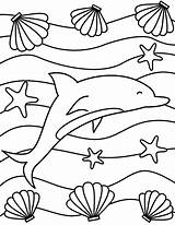 Colorir Desenhos Dolphin Seashell Starfish Peces Marinas Olas sketch template