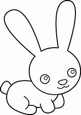 Bunny Cute Coloring Clip Clipart Line Sweetclipart sketch template