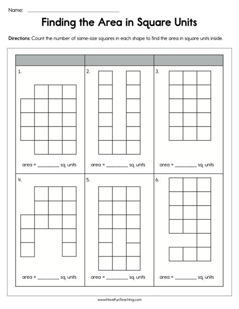 area  square units worksheets   gambrco