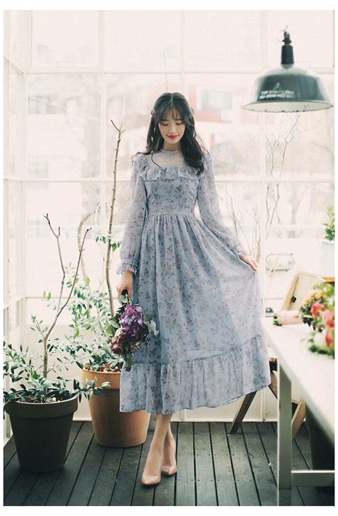 Amelie Dress Line Emily Flower Maxi Dress Korean Fashion Women