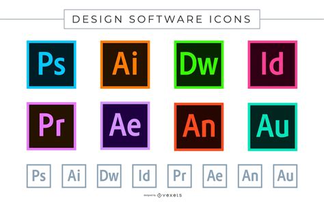 adobe software icons vector