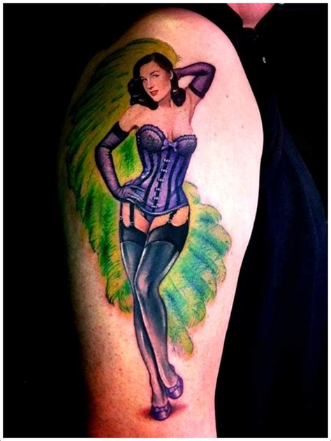 Lovely Pin Up Girl Color Tattoo On Right Half Sleeve