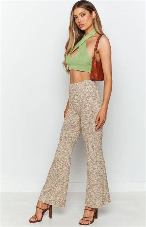 flared pants beige beginning boutique