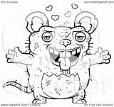 Rat Cartoon Ugly Outlined Loving Coloring Clipart Vector Cory Thoman Royalty Clipartof sketch template