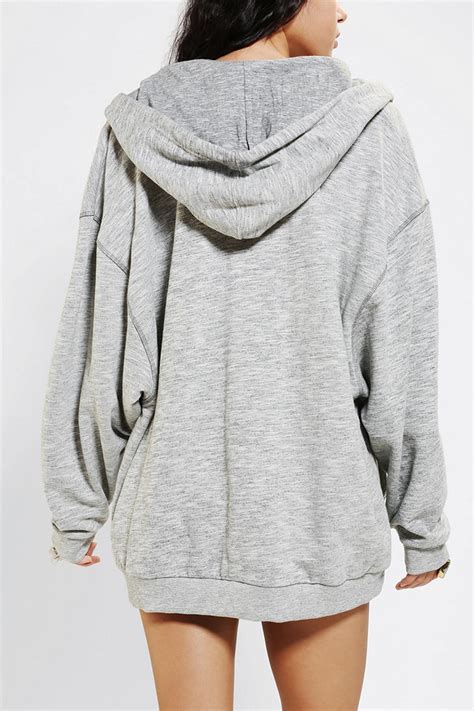 urban outfitters bdg grinded oversized zipup hoodie sweatshirt  gray lyst