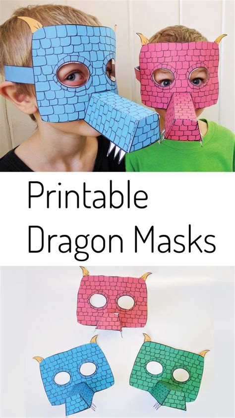 printable dragon mask  kids create   chaos dragon mask