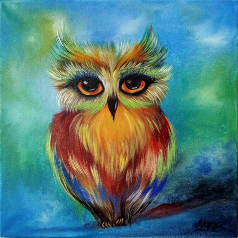 cute owl painting  order owl art kids painting etsy