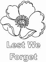 Remembrance Poppy Coloring Anzac Pages Template Colouring Forget Lest Sheets Kids Veterans Printable Templates Poppies Drawings Veteran Printables Activities Drawing sketch template