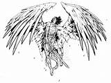 Angel Warrior Tattoo Tattoos Drawing Deviantart Designs Angels Wings Sketch Drawings Amazing Stencils Done Guardian Group Armando Huerta Piece Front sketch template