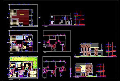 duplex house  meter autocad house plan drawing  autocad dwg plan  design