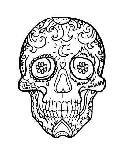 printable day   dead  de los muertos skull coloring page