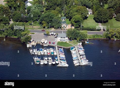 aerial view  boat launch marina lake minnetonka minnesota stock