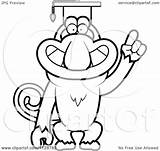 Proboscis Monkey Coloring Outlined Professor Cap Wearing Clipart Cartoon Cory Thoman Vector Designlooter sketch template