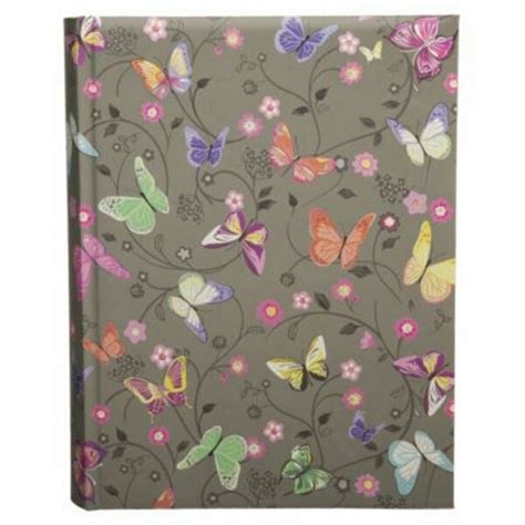 Whsmith Amelie Grey With Bright Butterflies Slip In Photo Album Holds