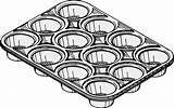 Muffin Tin Clipart Pan Baking Clip Muffins Cupcake Cartoon Drawing Cliparts Cooking Cake Transparent Line Cupcakes Tins Heart Clker Vector sketch template