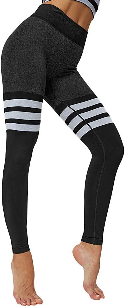 women s striped knitting gym leggings seamless yoga pants stretchy
