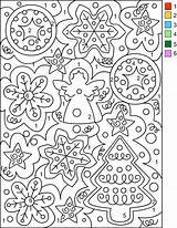 Christmas Number Coloring Color Pages sketch template