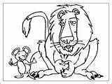 Lion Mouse Coloring Pages Fable sketch template