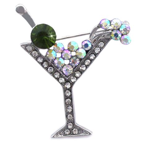 Cherry Martini Glass Cocktail Party Brooch Pin Best Offer Clothing