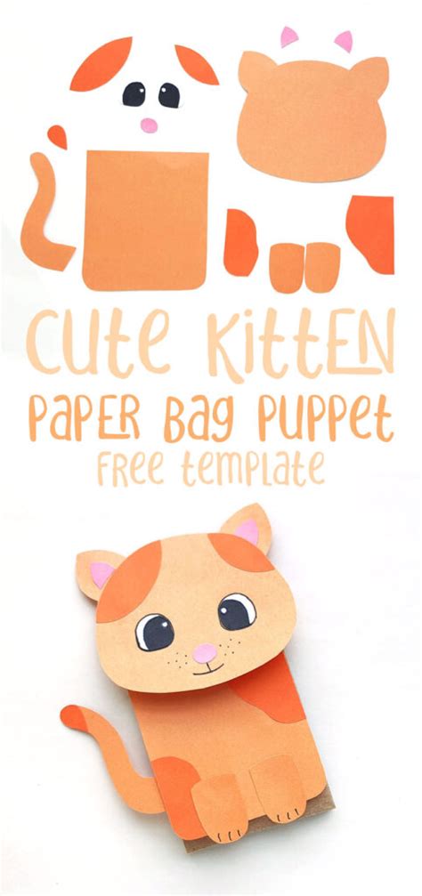 cat paper bag puppet    template