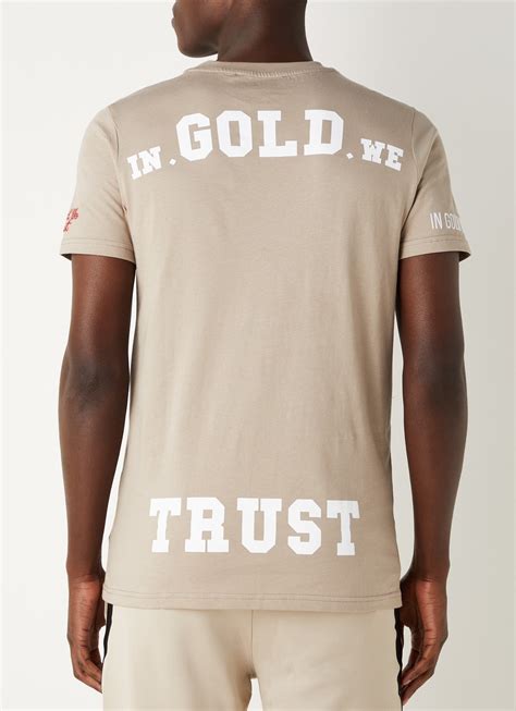 gold  trust  pusha  shirt van biologisch katoen met logo en backprint camel de
