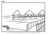 Beach Drawing Draw Huts Hut Step Tutorials Tutorial Learn Paintingvalley Beaches sketch template