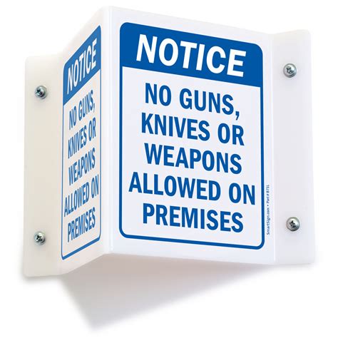 projecting  guns knives weapons allowed sign sku